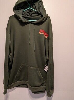 Aerosmith Olive Green Pullover Hoodie with Red Logo